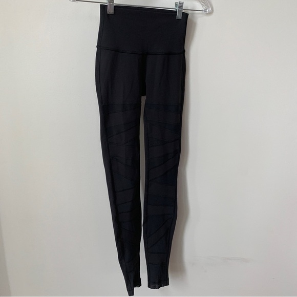 Lululemon Wunder Under Tech Mesh Black Leggings Size 2 - Picture 1 of 8